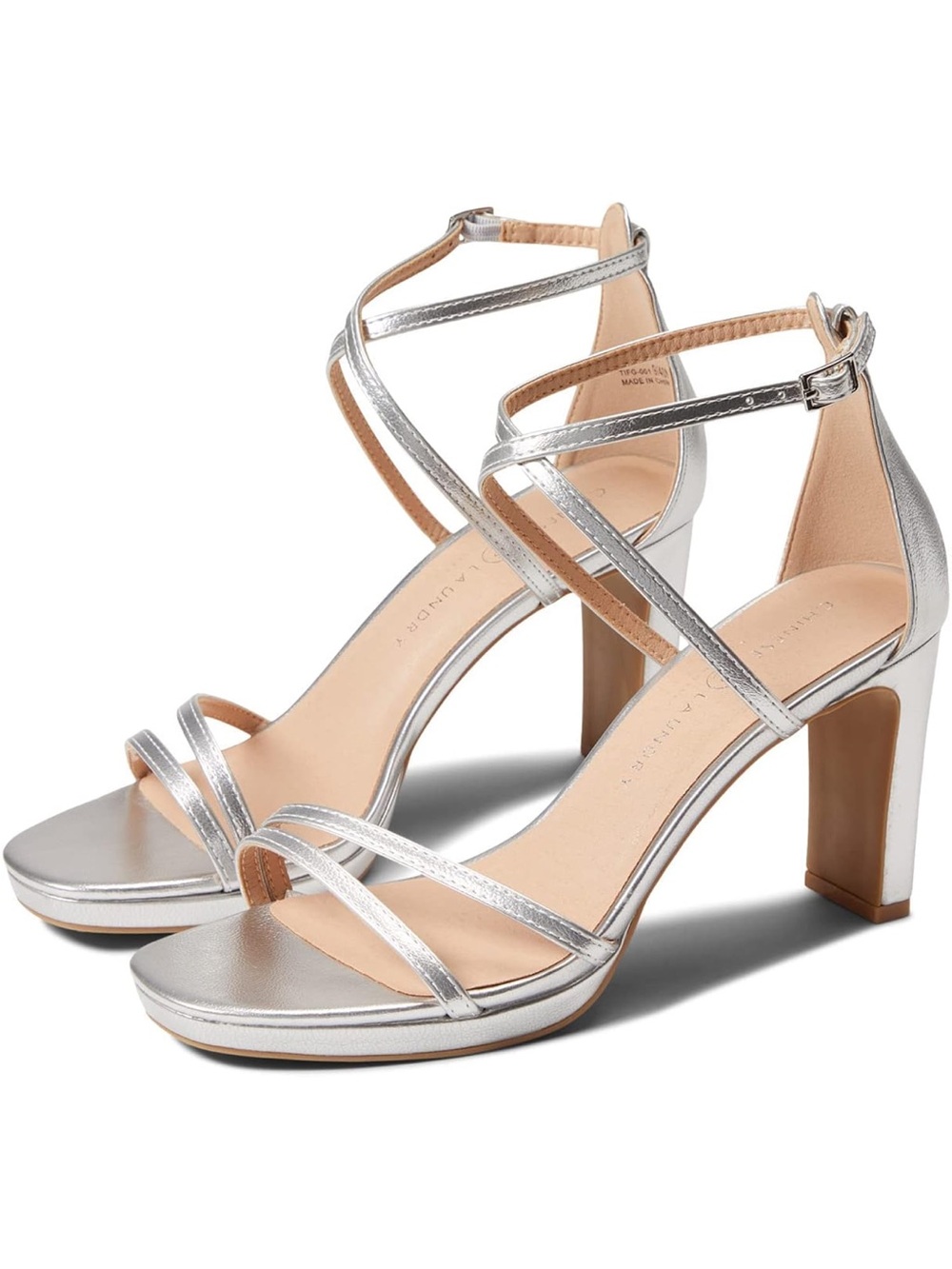 Chinese Laundry Taryn Silver Strappy Block Heel Sandals